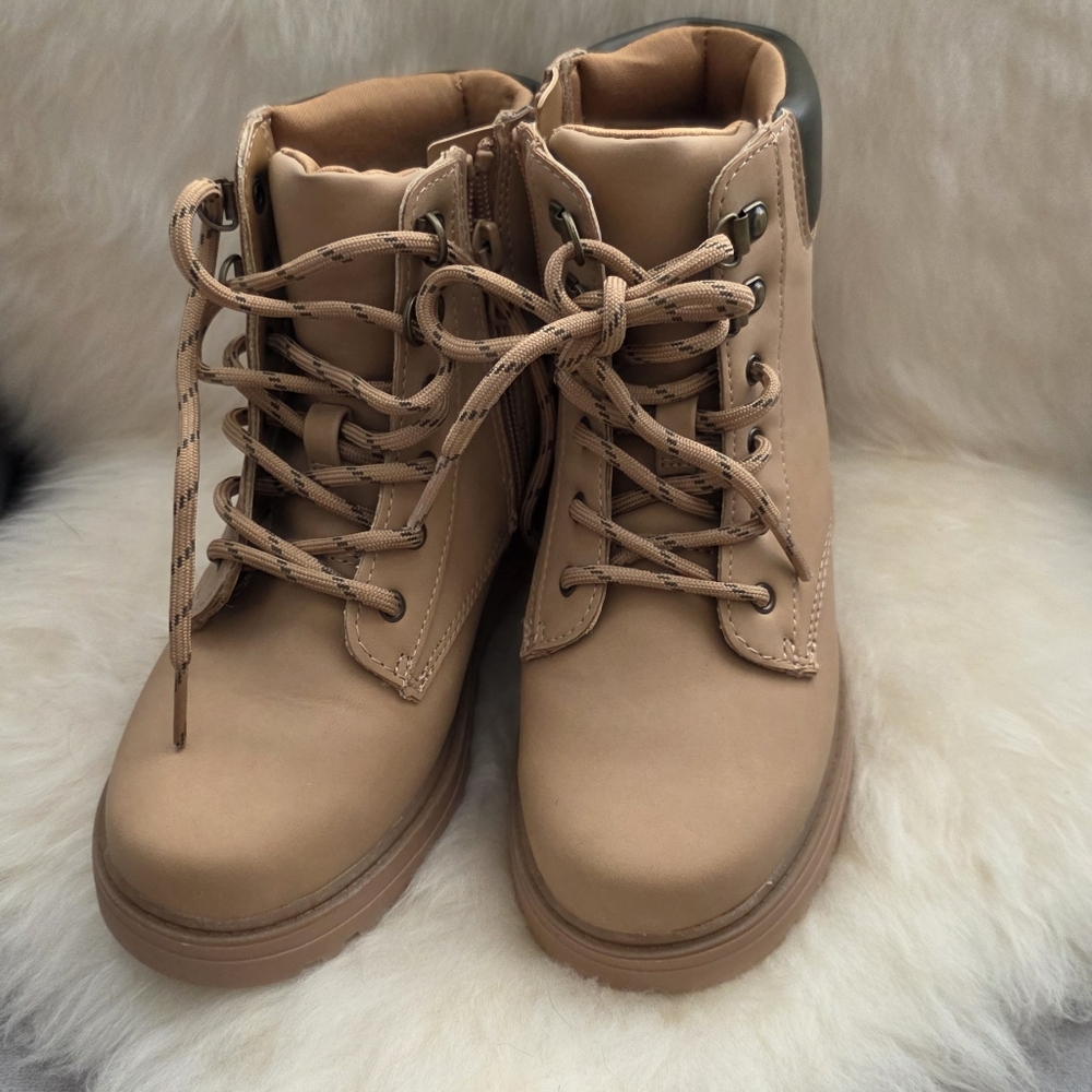 Tan Lace-Up Ankle Boots